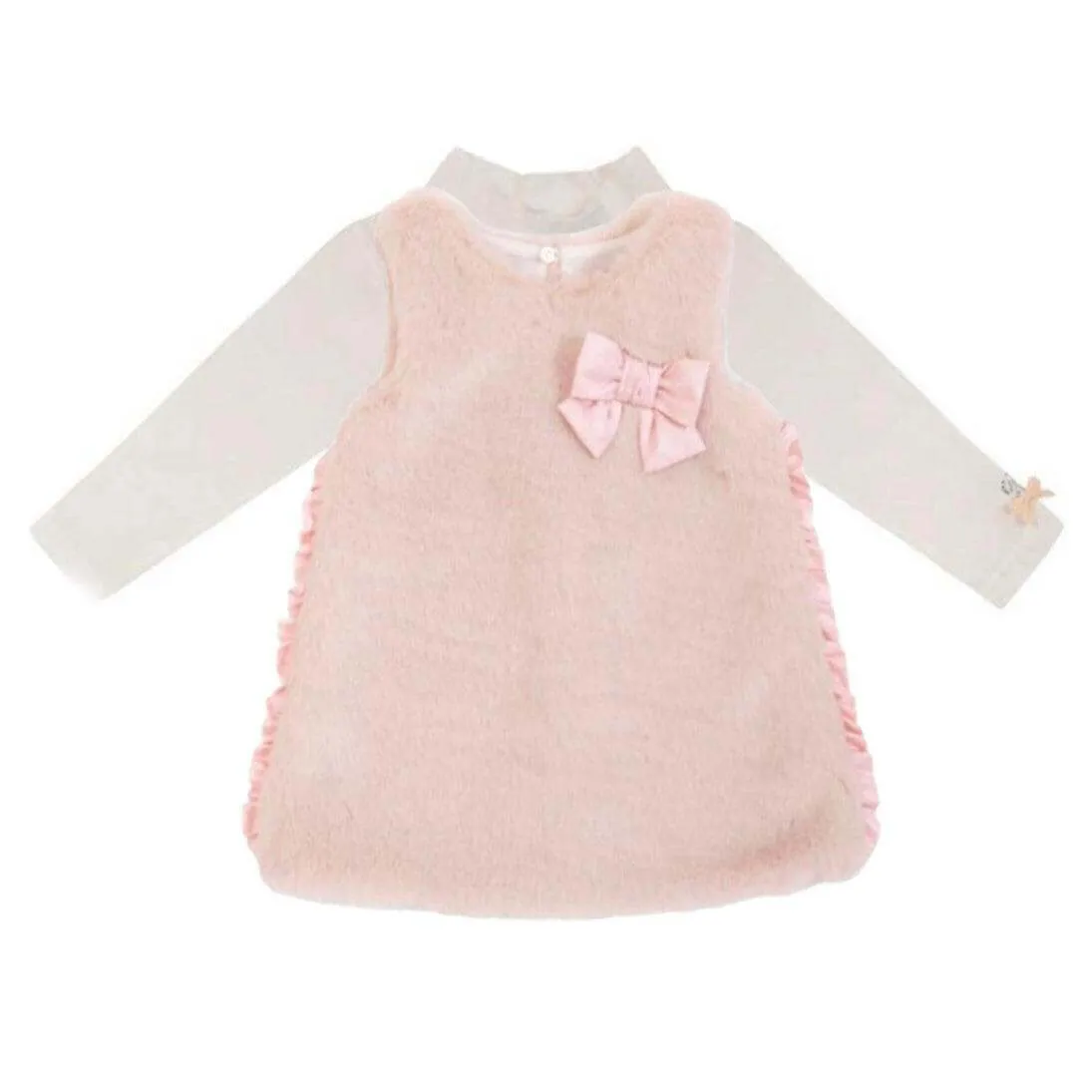 Baby-Mädchen Kunstpelz-Kleid-Set