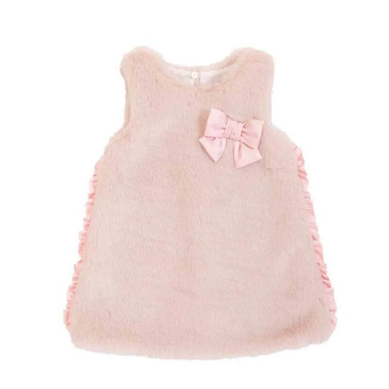 Baby-Mädchen Kunstpelz-Kleid-Set