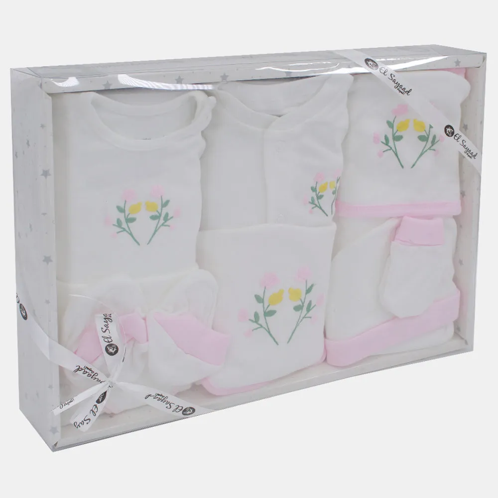 Geschenkbox für Babykleidung - Weißes & Rosa Blumenmotiv