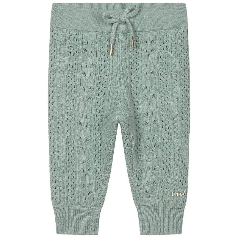 Grüne Strickhosen für Baby-Mädchen