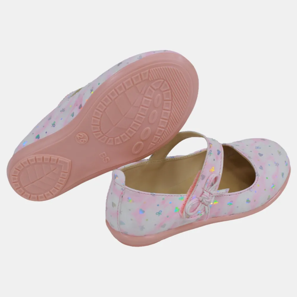 Babymädchen Lederschuhe – Rosa mit Herzdetails