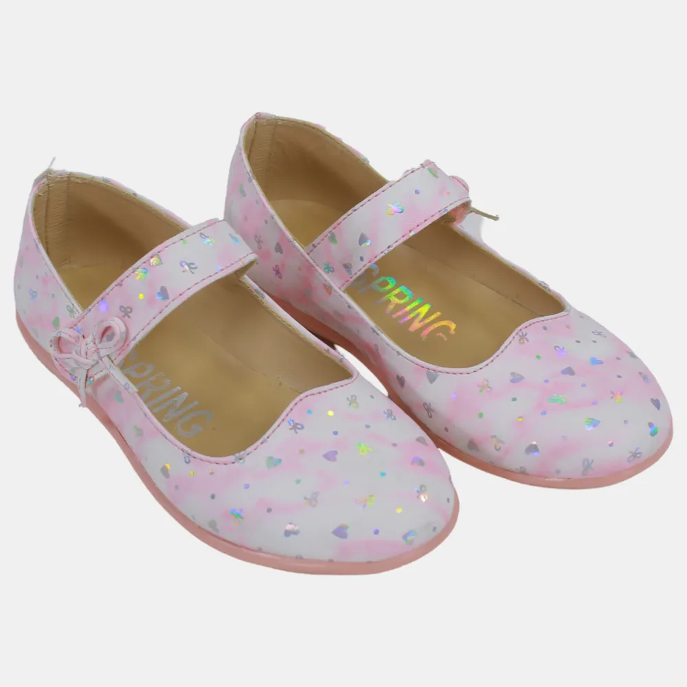 Babymädchen Lederschuhe – Rosa mit Herzdetails