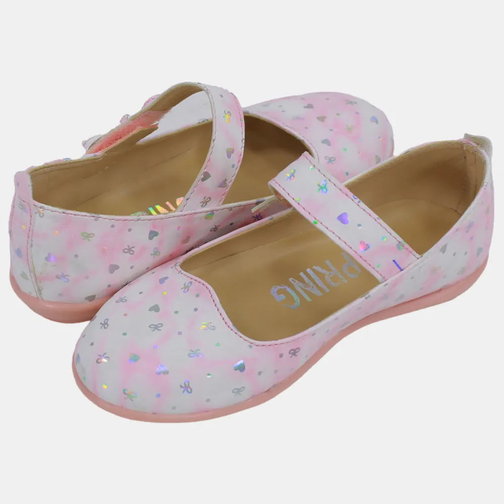 Babymädchen Lederschuhe – Rosa mit Herzdetails