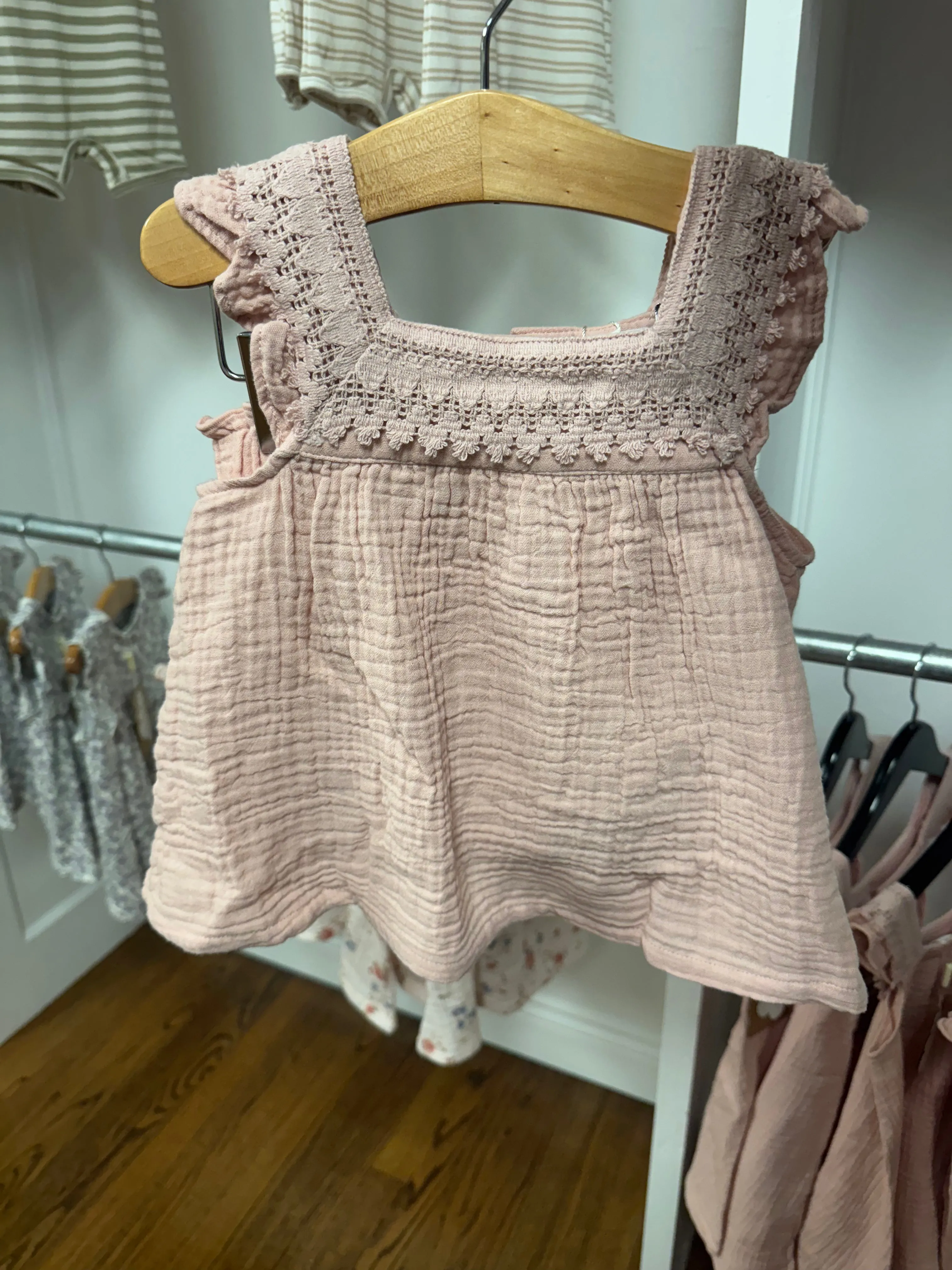 Baby-Mädchen Musselin Oxford Bloomer-Set