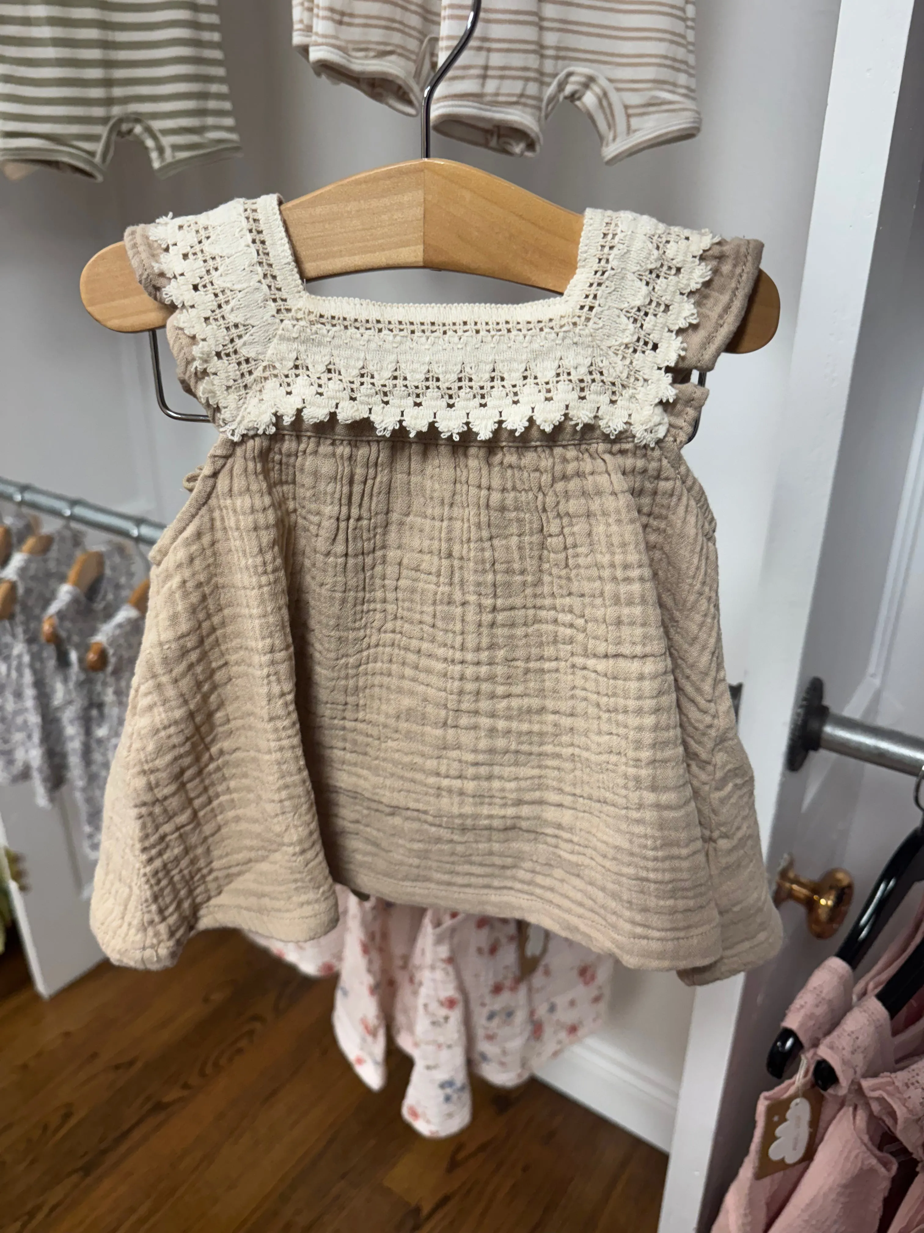 Baby-Mädchen Musselin Oxford Bloomer-Set