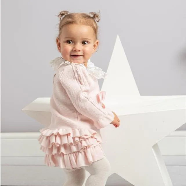 Rosa Rüschen-Strick-Set für Baby-Mädchen