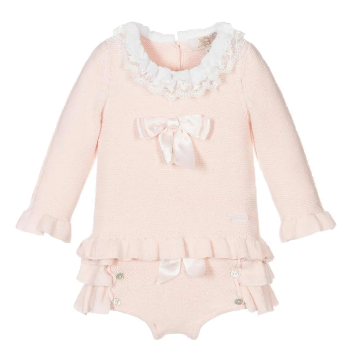 Rosa Rüschen-Strick-Set für Baby-Mädchen