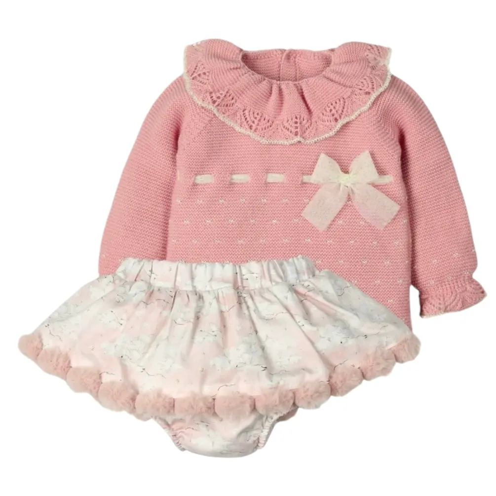 Rosa Schwan Strick-Set für Baby Mädchen