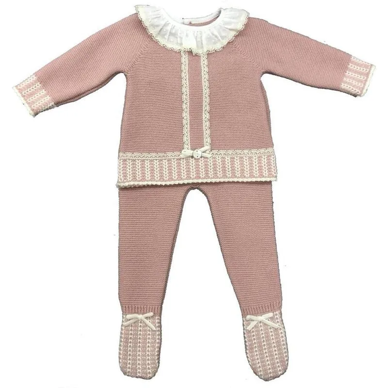 Baby Girls Puderrosa & Elfenbein Saturno Strick-Set
