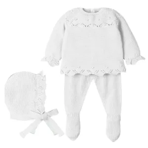 Baby Girls White 3 Piece Knit Set