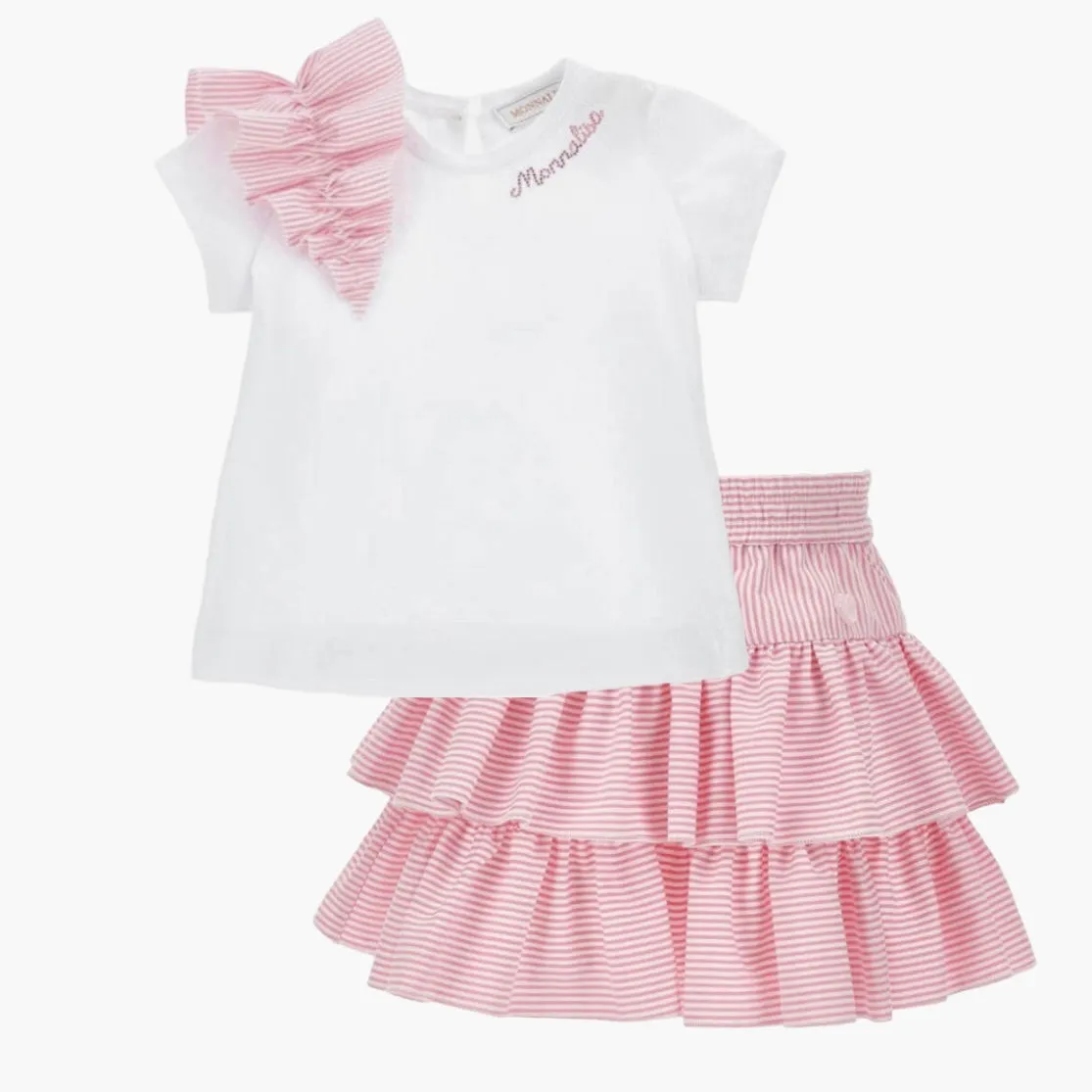 Baby Mädchen Weißes Rüschen Top & Rock Set