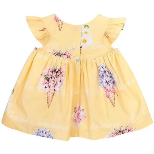 Gelbes Kleid & Bloomer-Set für Babygirls