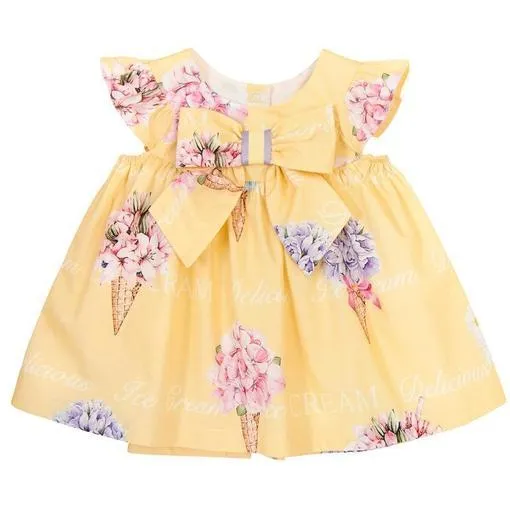 Gelbes Kleid & Bloomer-Set für Babygirls