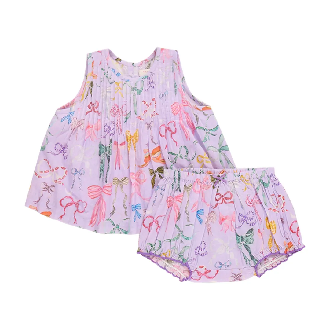 Baby Jaipur Zweiteiler - Lavendel Aquarell Schleifen von Pink Chicken