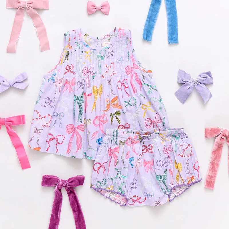 Baby Jaipur Zweiteiler - Lavendel Aquarell Schleifen von Pink Chicken