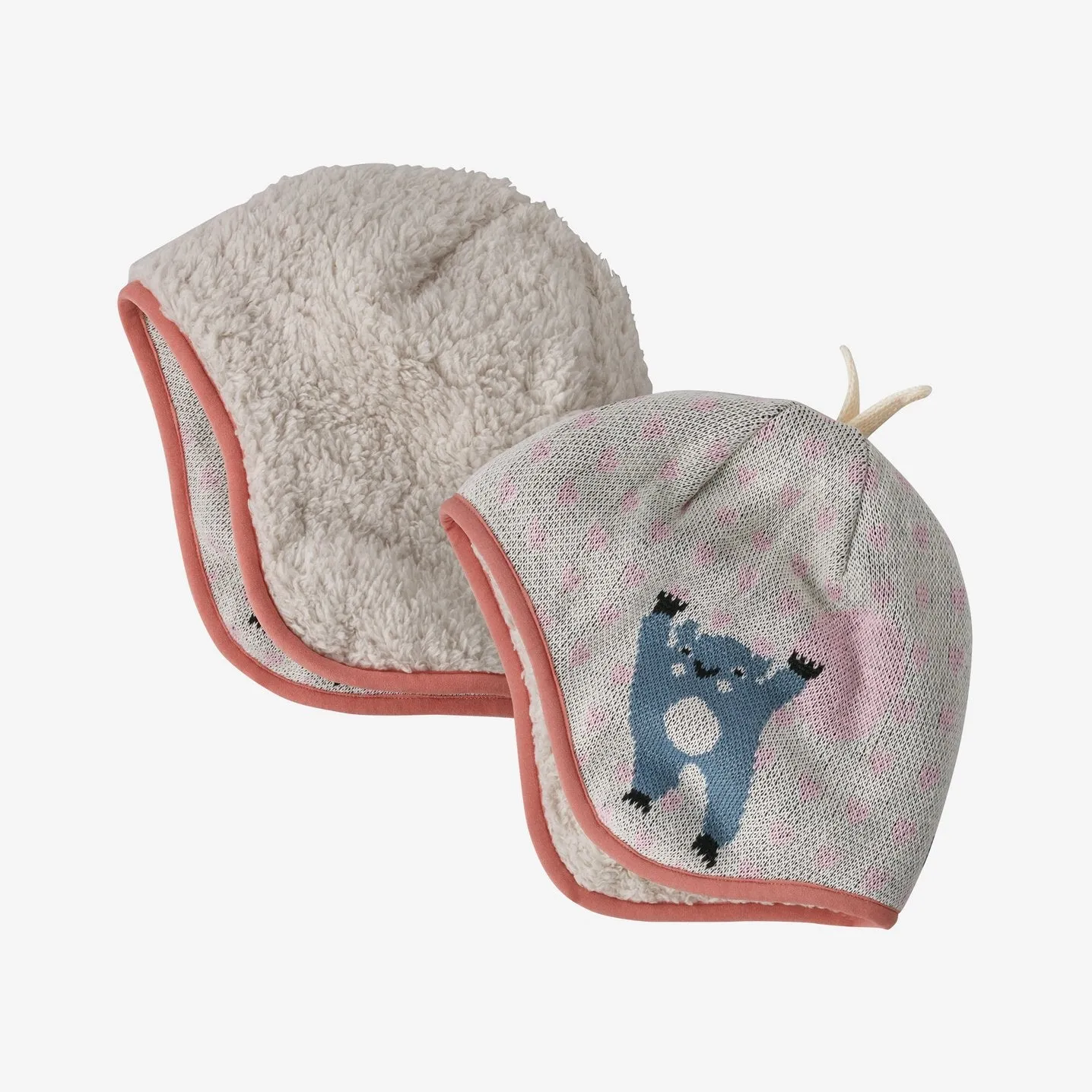 Baby Reversible Mütze - Bär Mit Mir Strick Wolle Weiß von Patagonia