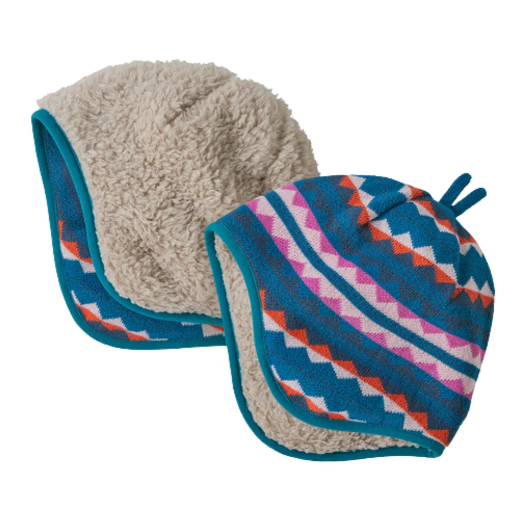 Baby Reversible Beanie - Diamant Streifen Marmor Rosa von Patagonia