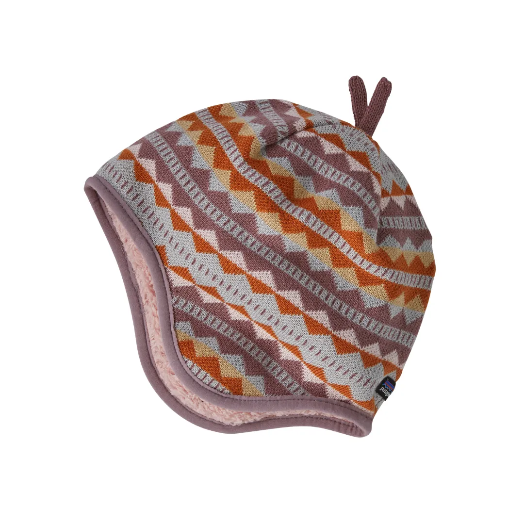 Baby Reversible Beanie - Diamantstreifen: Stürmisches Mauve von Patagonia