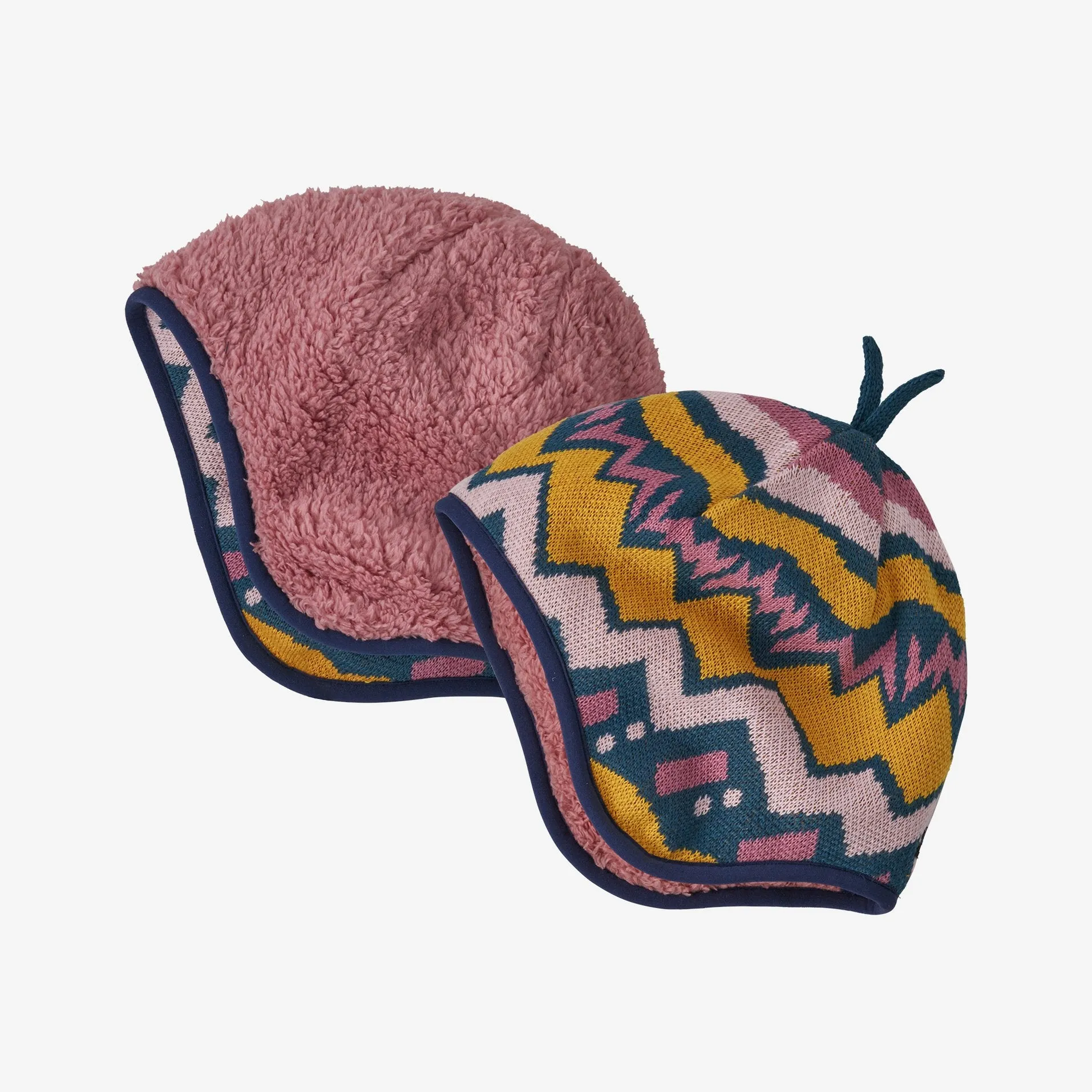 Baby Reversible Beanie - Lofoten Geo Strick Sound Blau von Patagonia