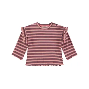 Baby Ruffle Sleeve Tee - Purple Stripes by Babyface