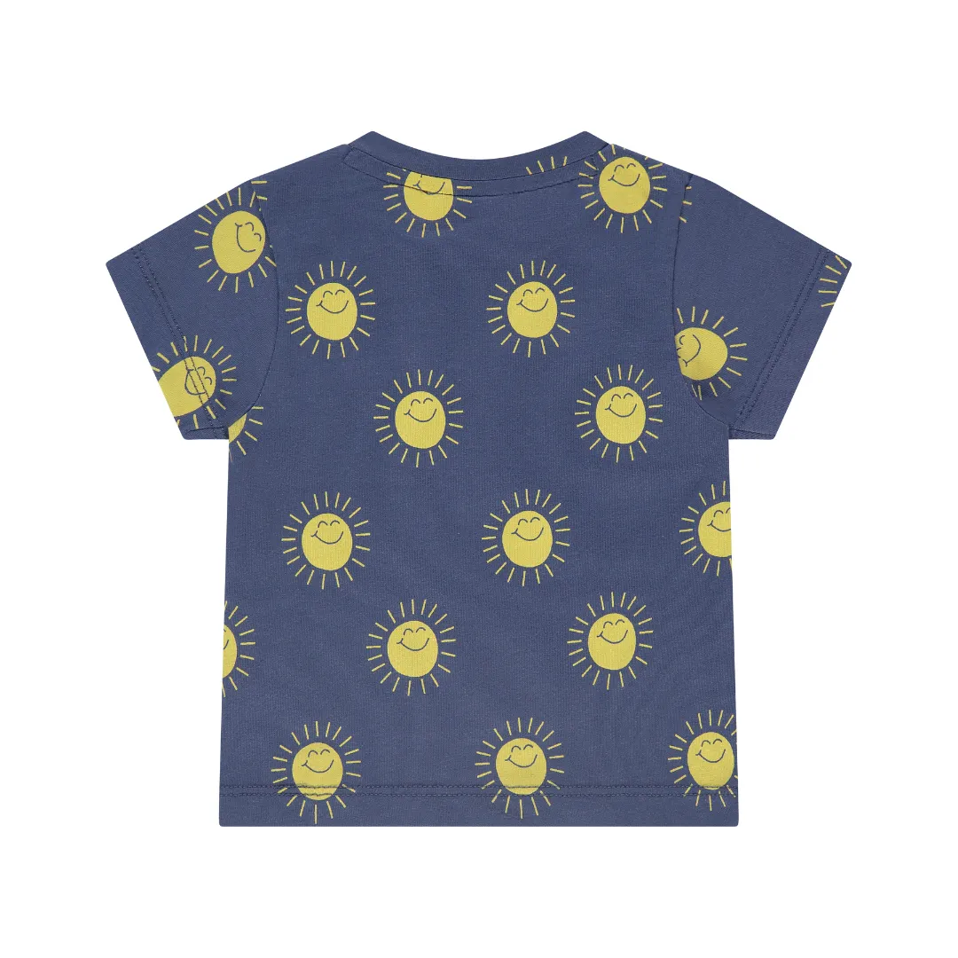 Baby Kurzarm Shirt - Sonnen auf Blau von Babyface