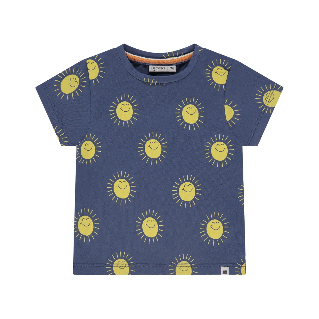 Baby Kurzarm Shirt - Sonnen auf Blau von Babyface