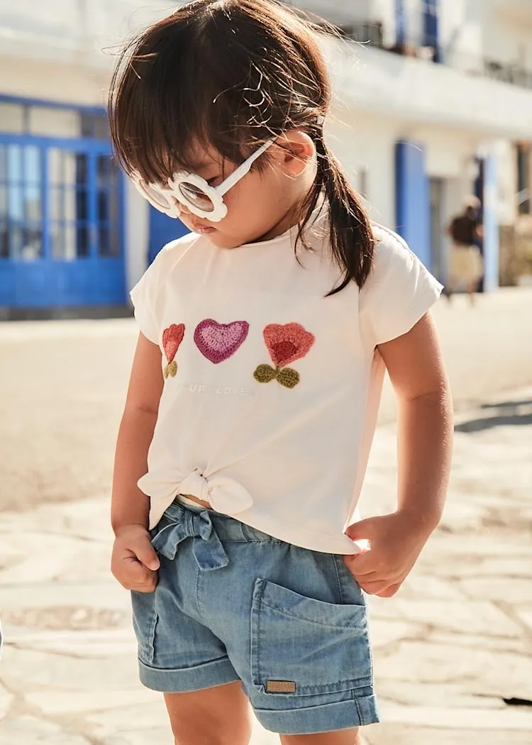 Baby-Shorts mit Schleife - Hellblau Denim von Mayoral