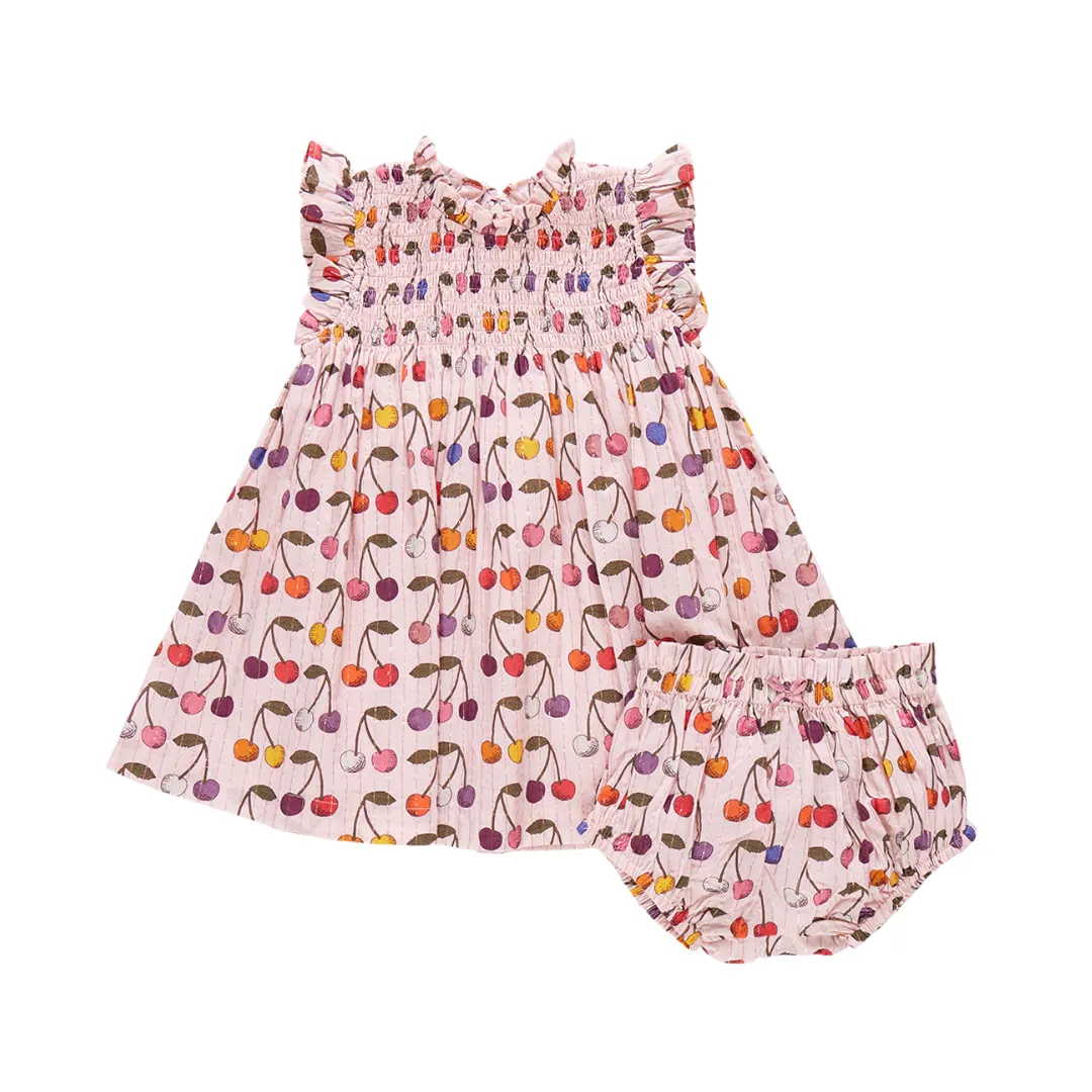 Baby Stevie Kleid-Set - Wolkenrosa Kirschblüte von Pink Chicken
