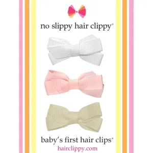 Baby's First Hair Clip Gift Set - White   Cream   Pink by No Slippy Hair Clippy