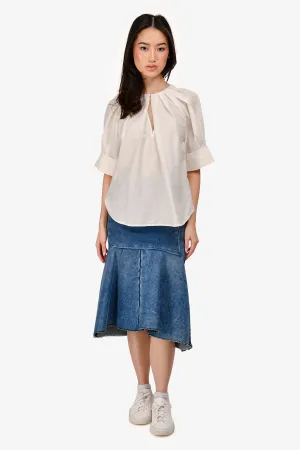 Balenciaga 2019 Medium Wash Denim Flare Skirt Size 36