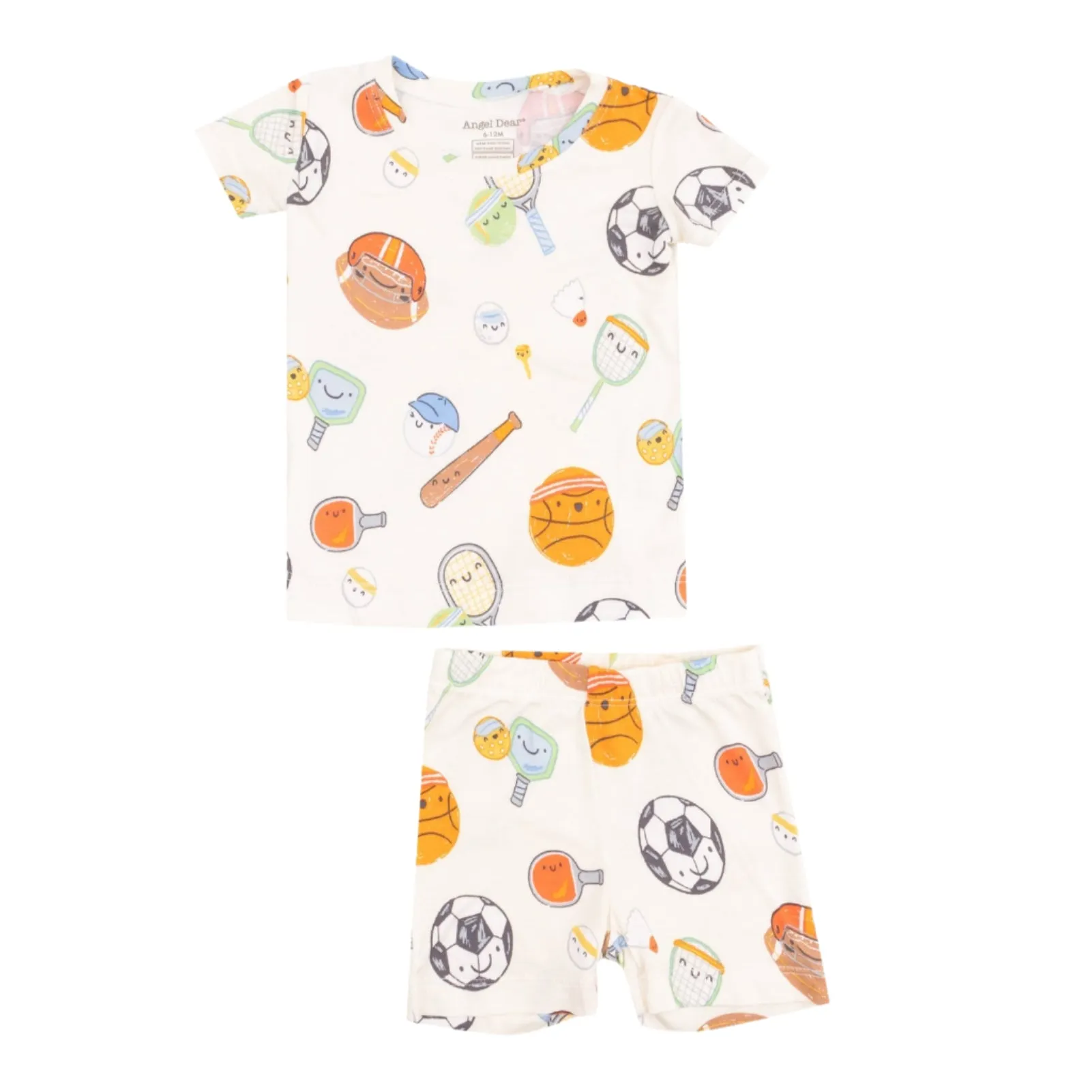 Bambus Kurzarm-Lounge-Outfit mit Shorts - Sports Ball Friends von Angel Dear