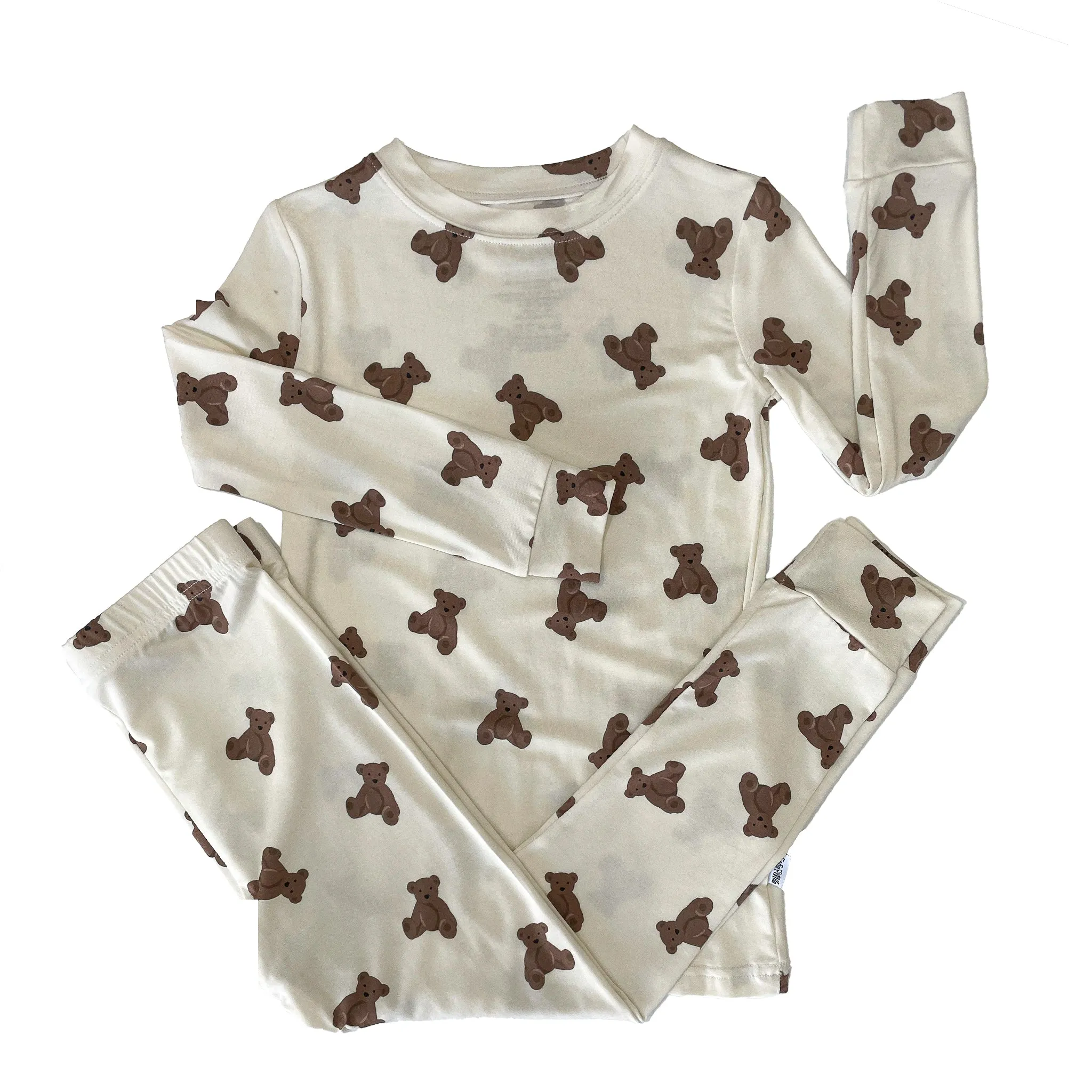 Bambus-Zweiteiler-Pyjama-Set mit Teddybär-Print für Kinder