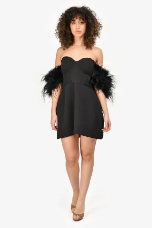 Barianno Black Feather 'Alessia' Mini Dress Size M