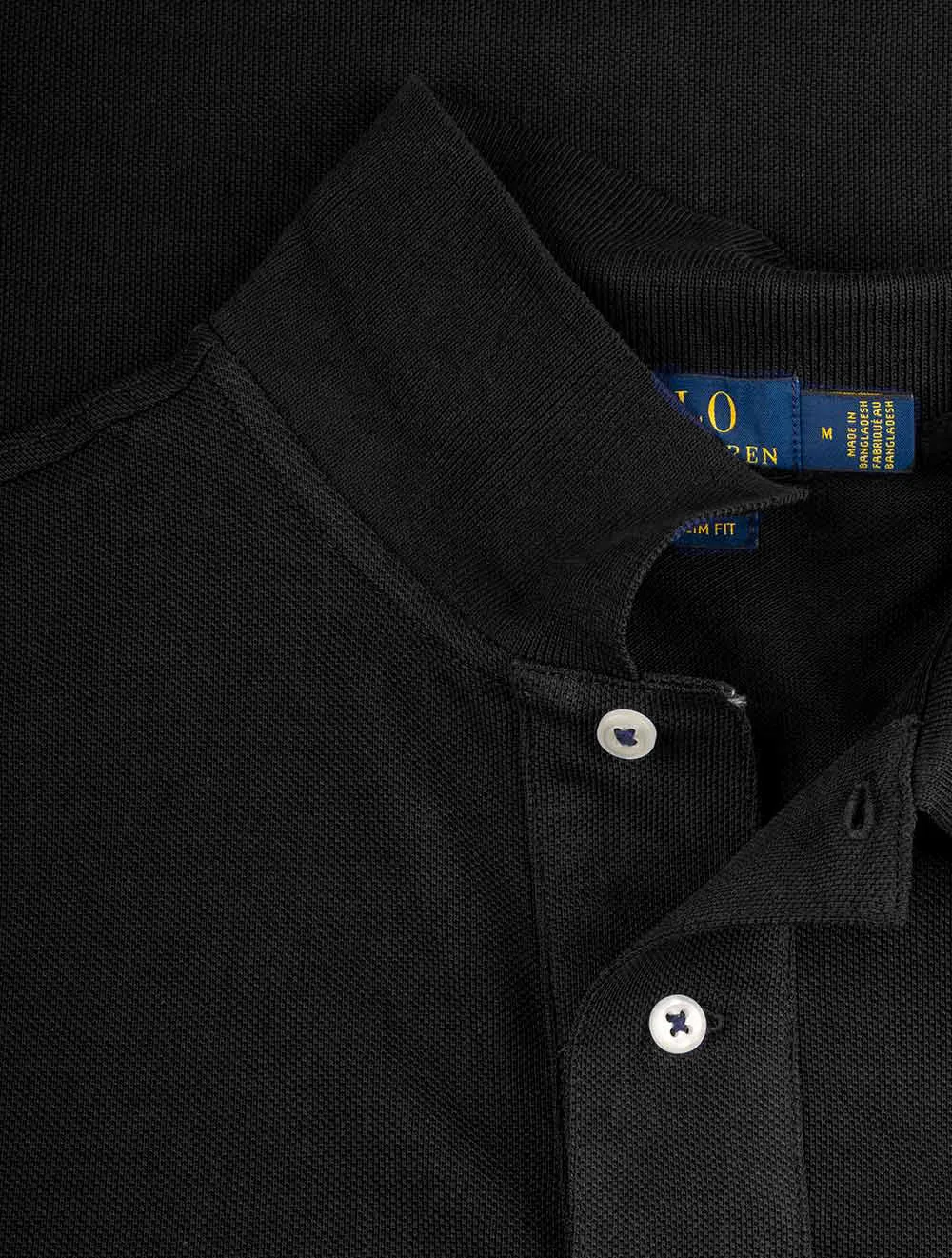 Einfaches Polohemd mit kurzen Ärmeln in Schwarz