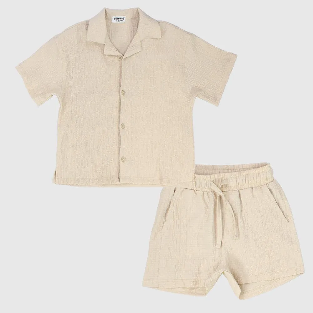 Beige 2-teiliges Outfit-Set