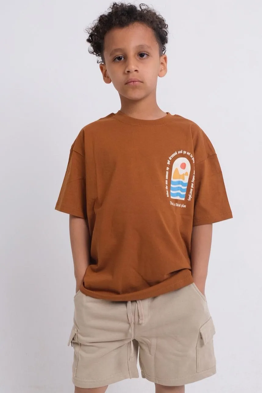 Beige Bequeme Baumwollshorts