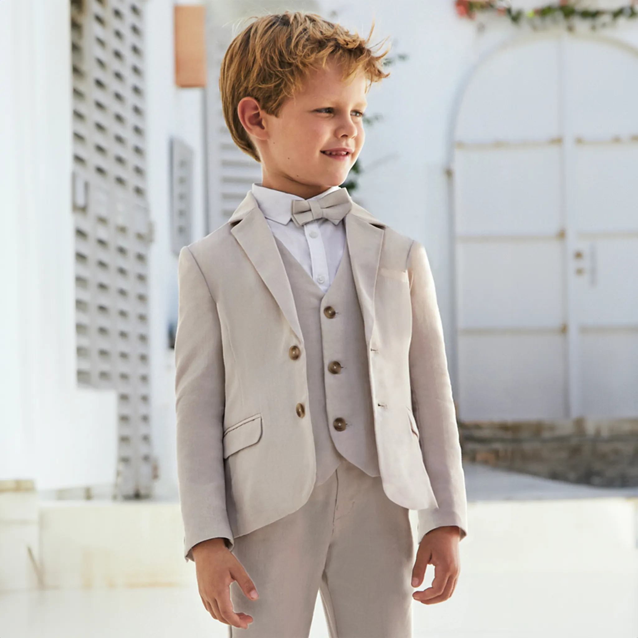Beige Leinen Anzughose