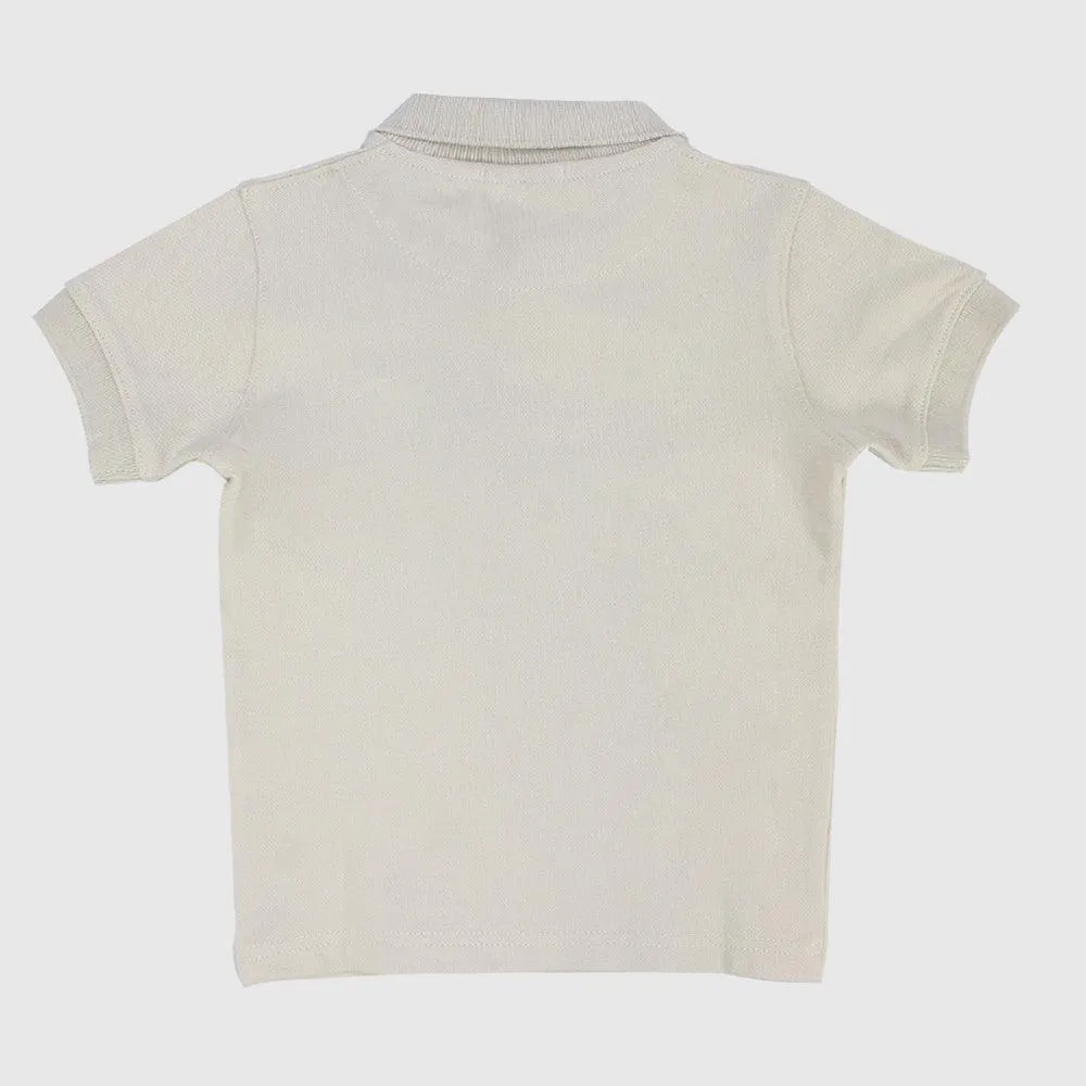 Beige Polohemd mit kurzen Ärmeln