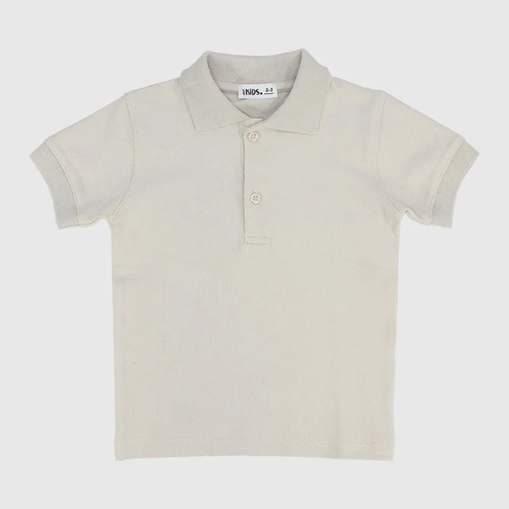 Beige Polohemd mit kurzen Ärmeln