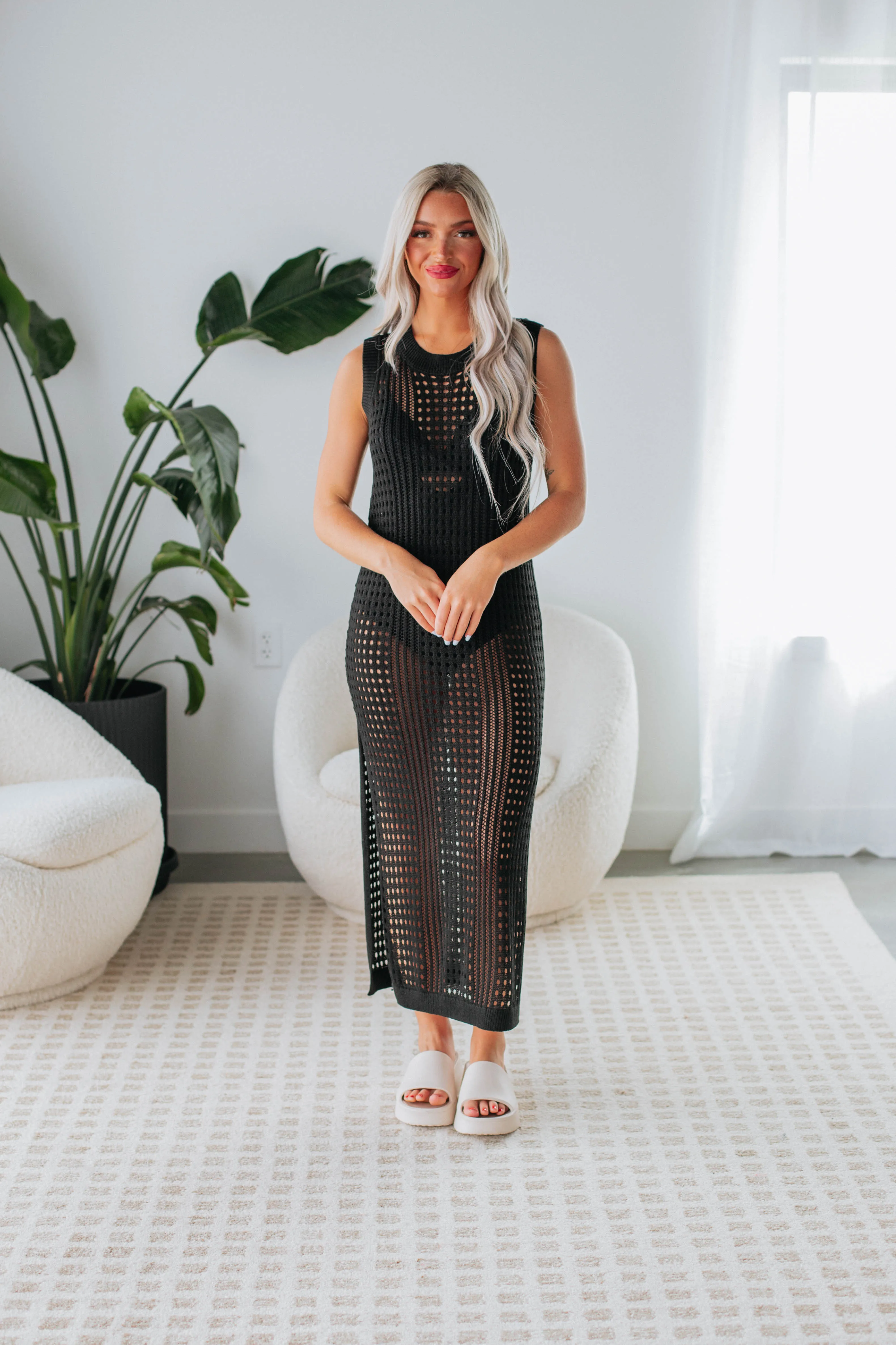 Belinda Häkelkleid - Schwarz