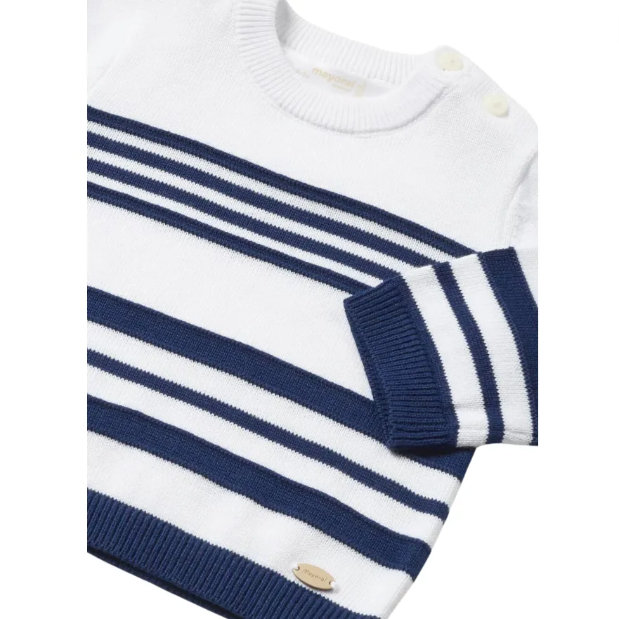 Bessere Baumwoll-Strickpullover - Weiß/Marine von Mayoral - ENDVerkauf