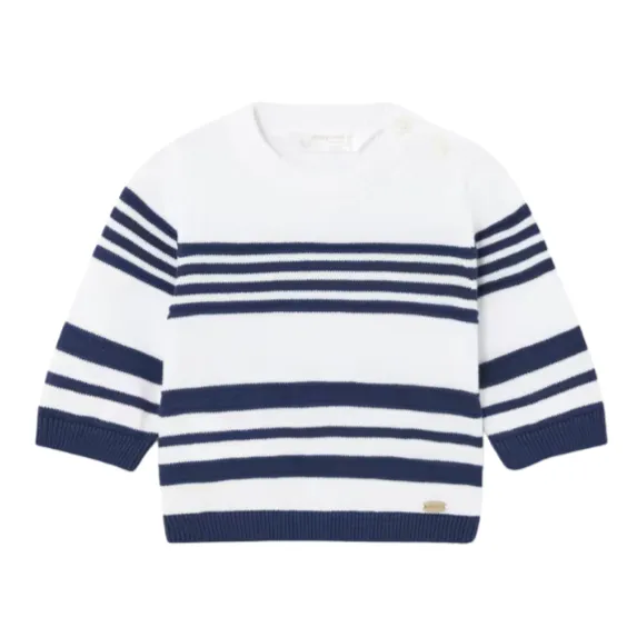 Bessere Baumwoll-Strickpullover - Weiß/Marine von Mayoral - ENDVerkauf