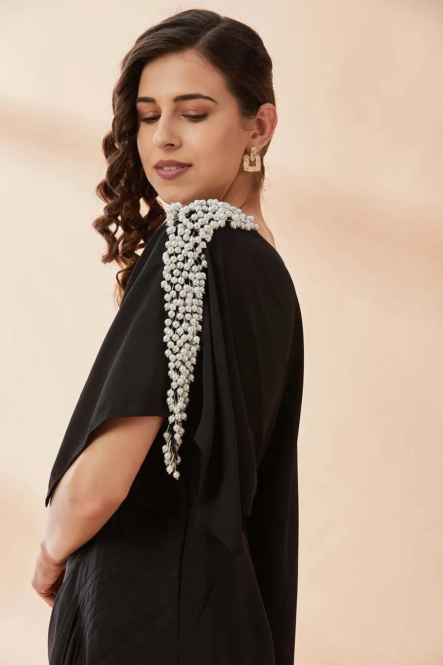 Black Pearl Ein-Schulter Drapierkleid