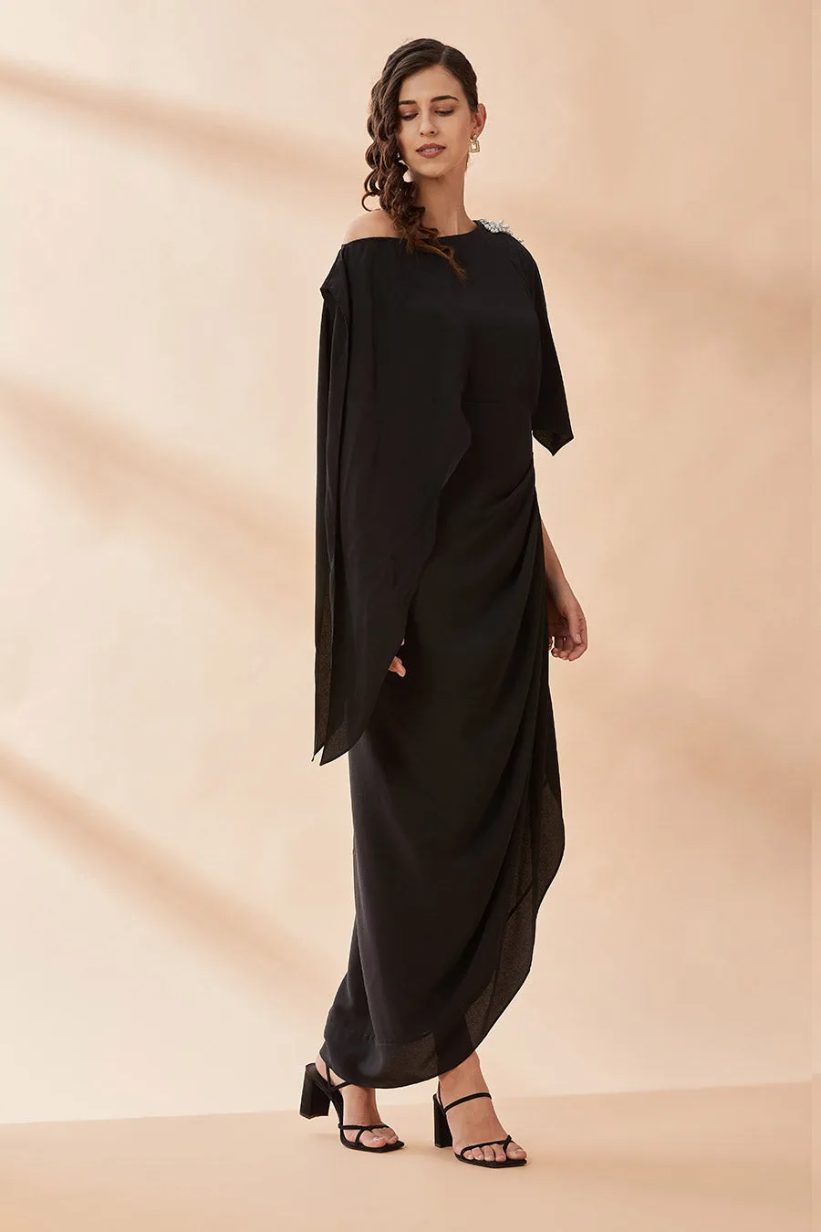 Black Pearl Ein-Schulter Drapierkleid