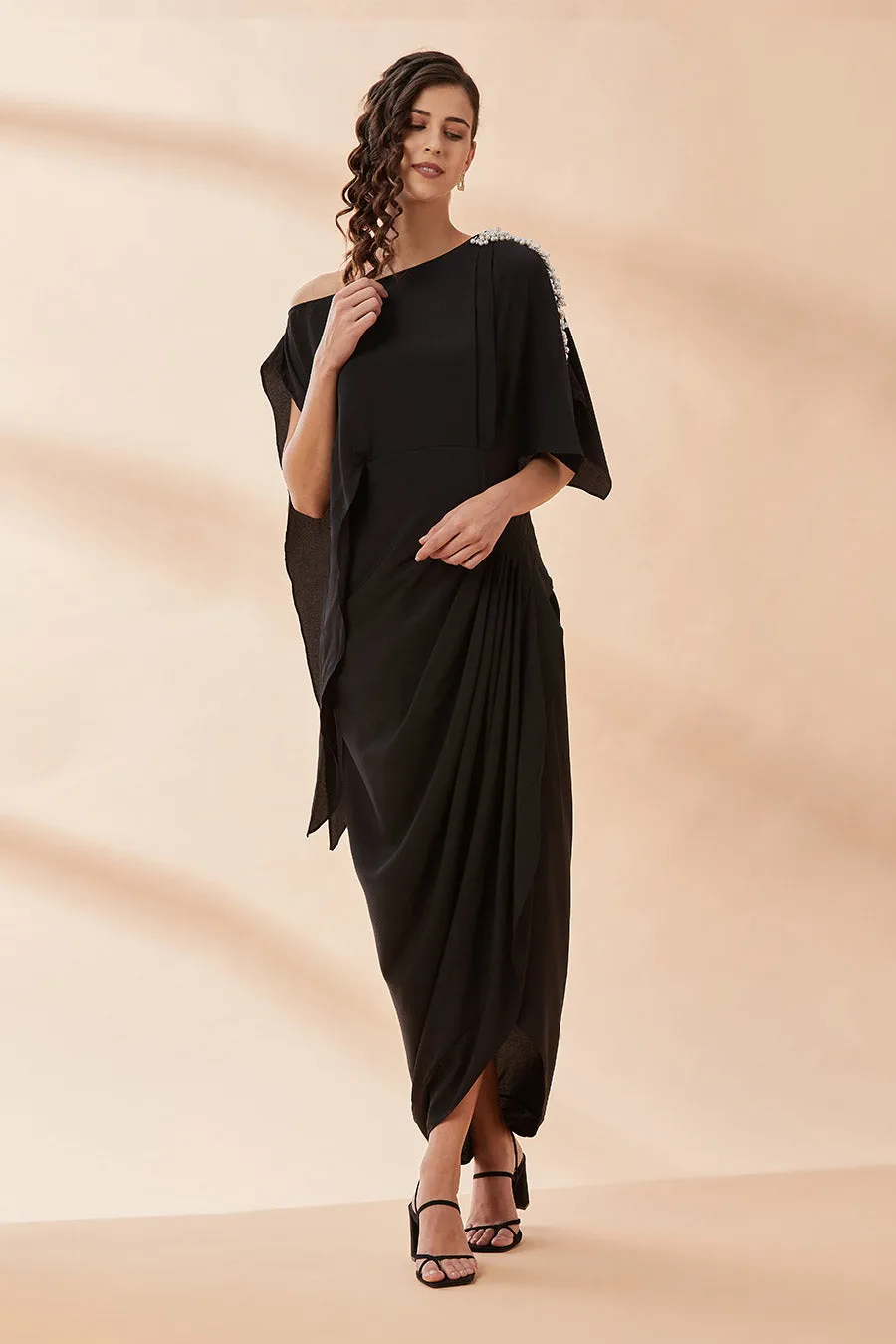Black Pearl Ein-Schulter Drapierkleid