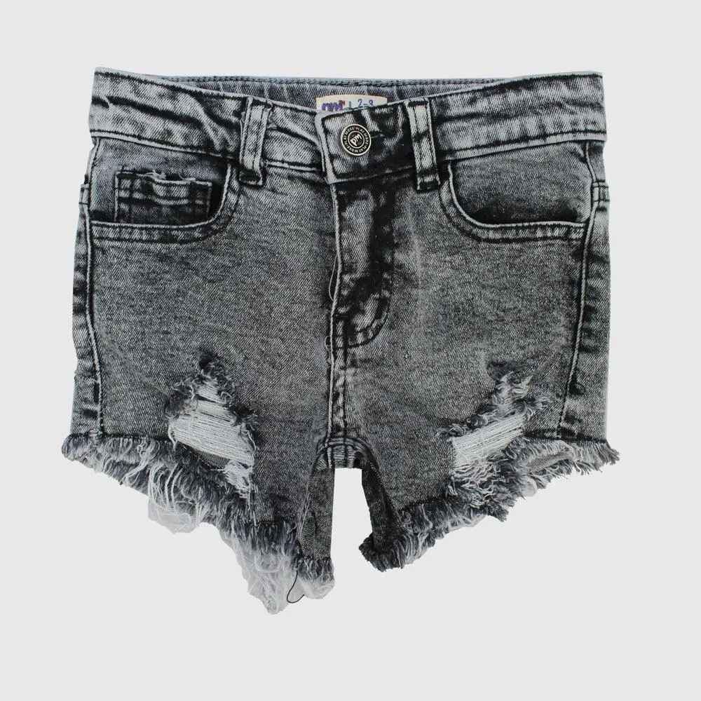 Zerrissene schwarze Jeans-Shorts
