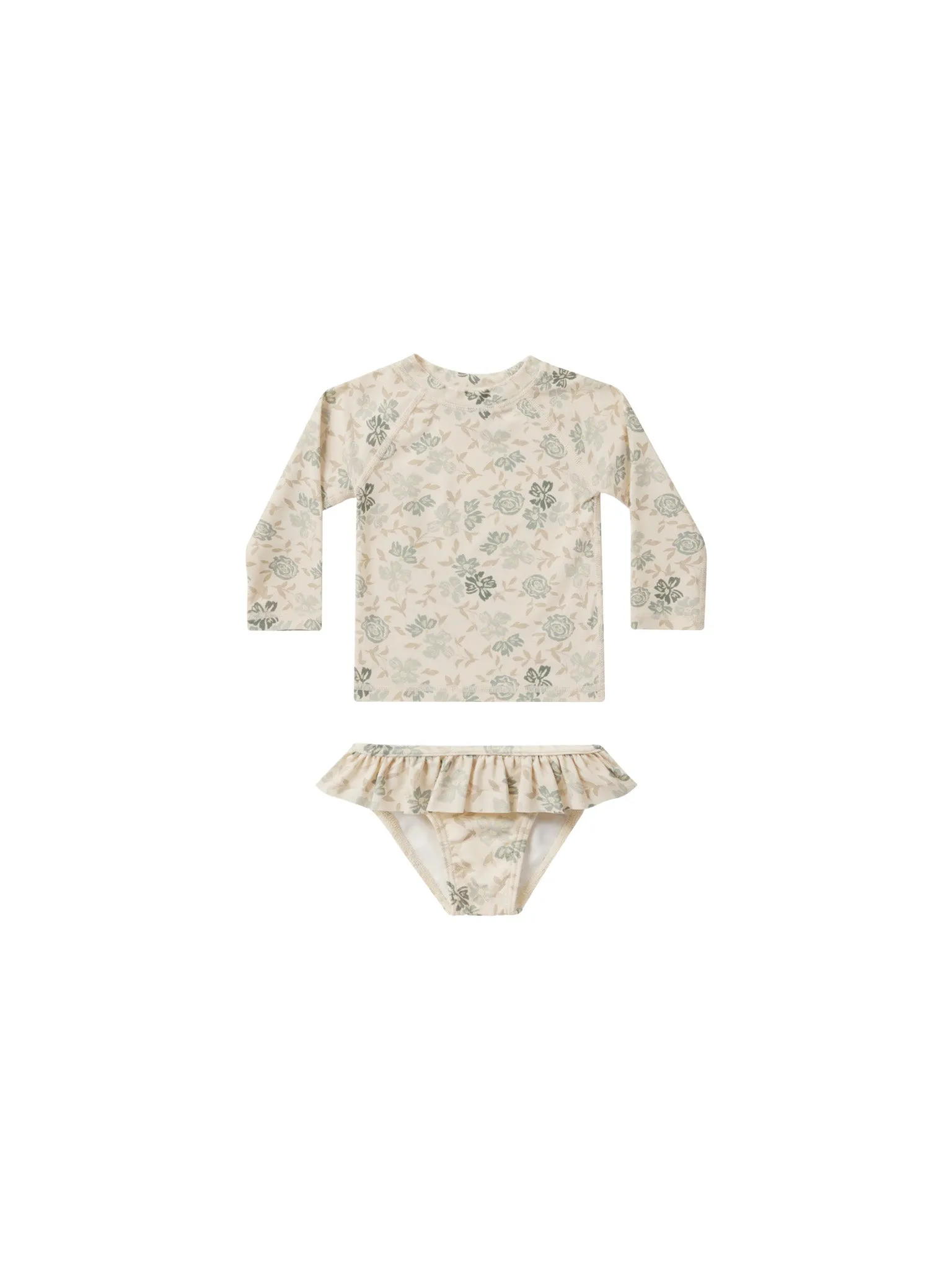Blauer Blumen-Rashguard-Set