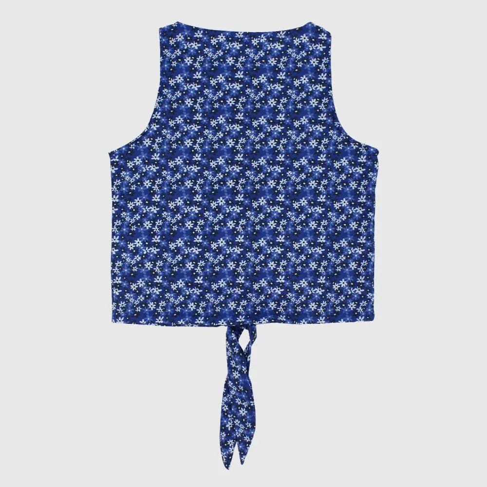 Blaue Blumen-Sleeveless-Bluse