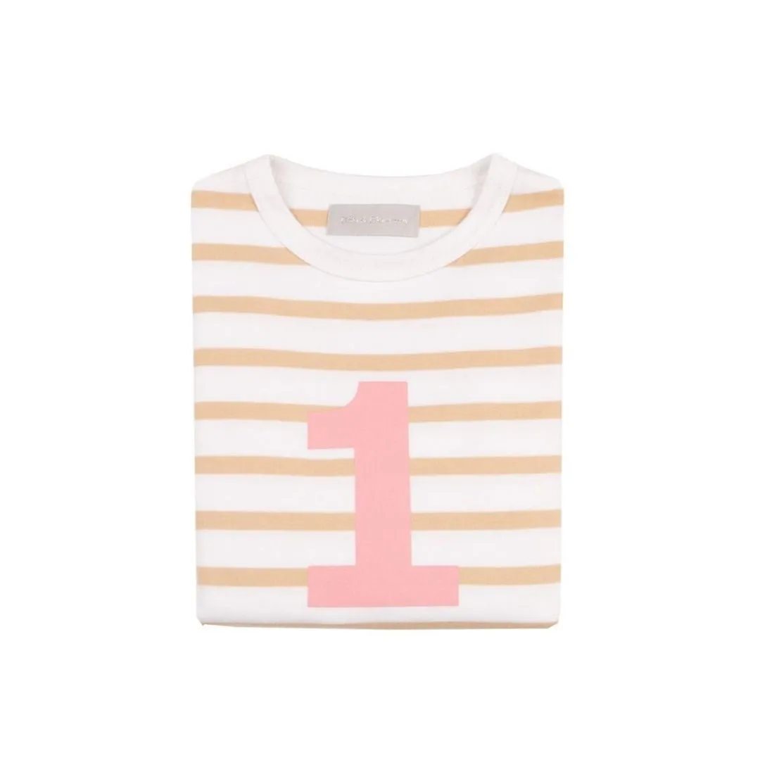 Bob & Blossom: Keks & Weiß Breton Gestreiftes Rosa Nummer 1 T-Shirt