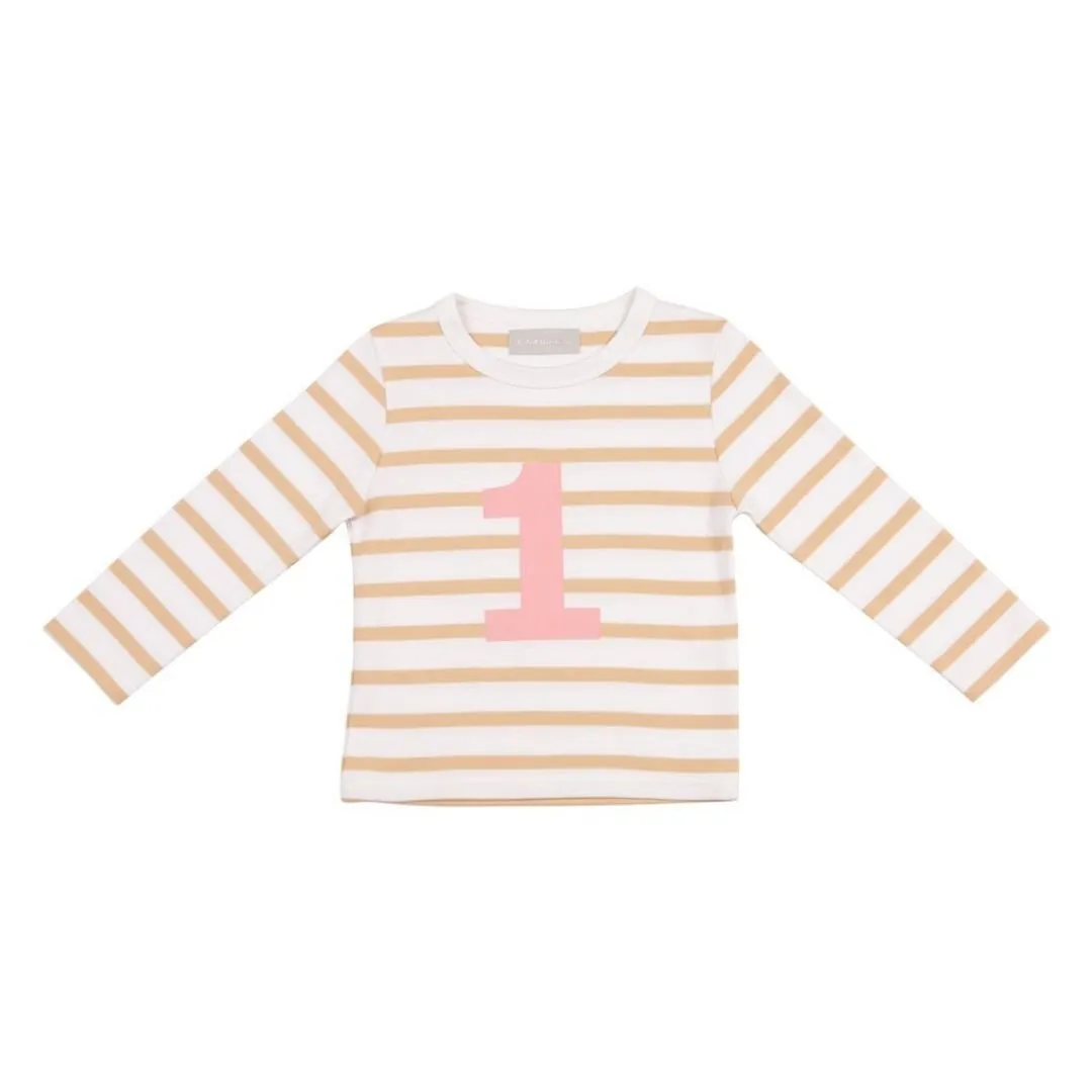 Bob & Blossom: Keks & Weiß Breton Gestreiftes Rosa Nummer 1 T-Shirt